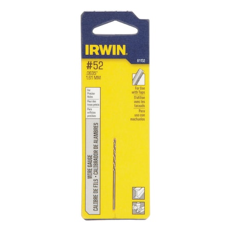 Irwin Irwin 52 X 1-7/8 in. L High Speed Steel Wire Gauge Bit Straight Shank 1 pc 81152